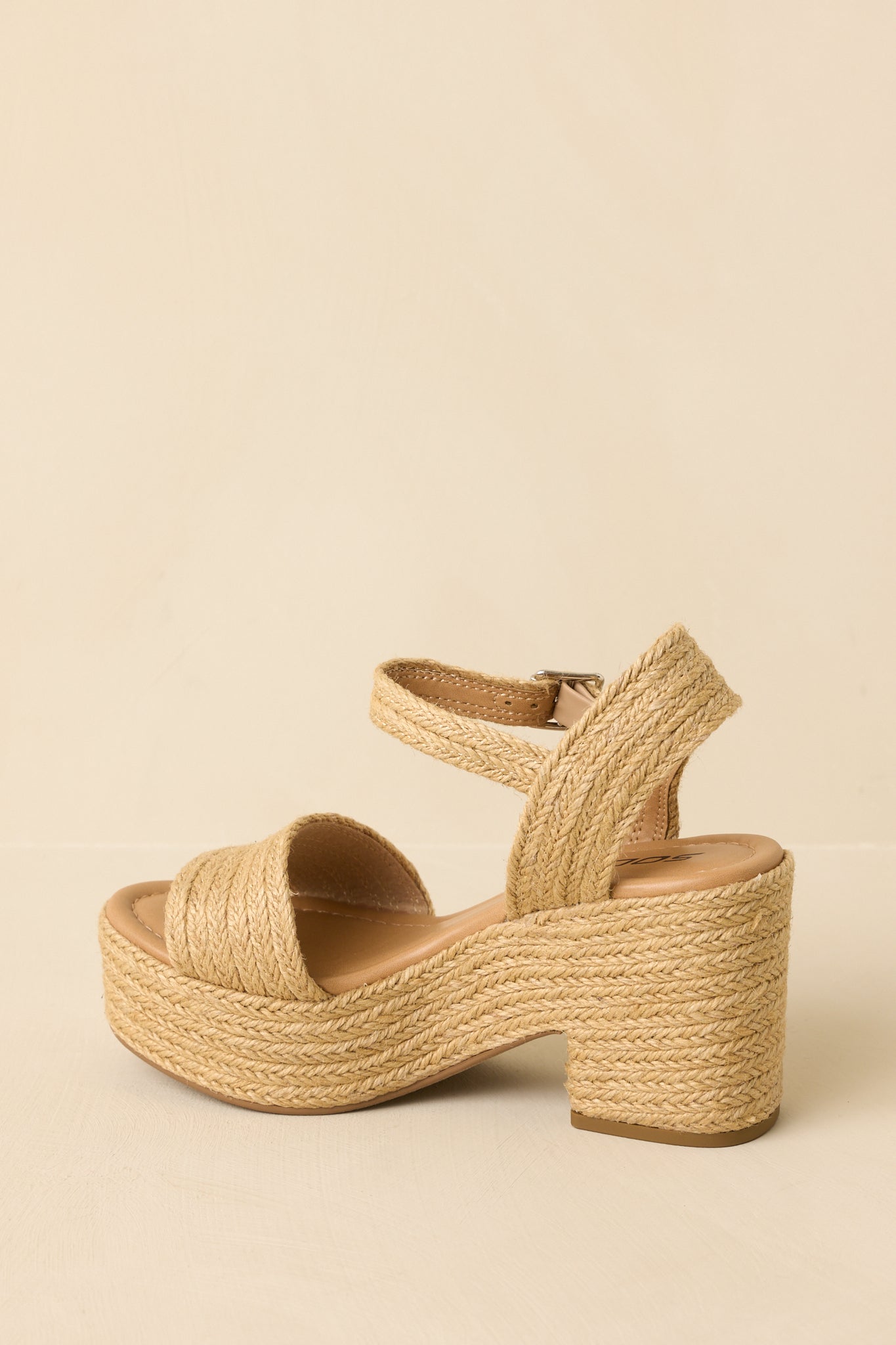 Walking On Sunshine Natural Raffia Block Heel Platform Sandals