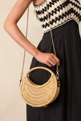 Sunsets In The Marina Natural Rattan Woven Handbag