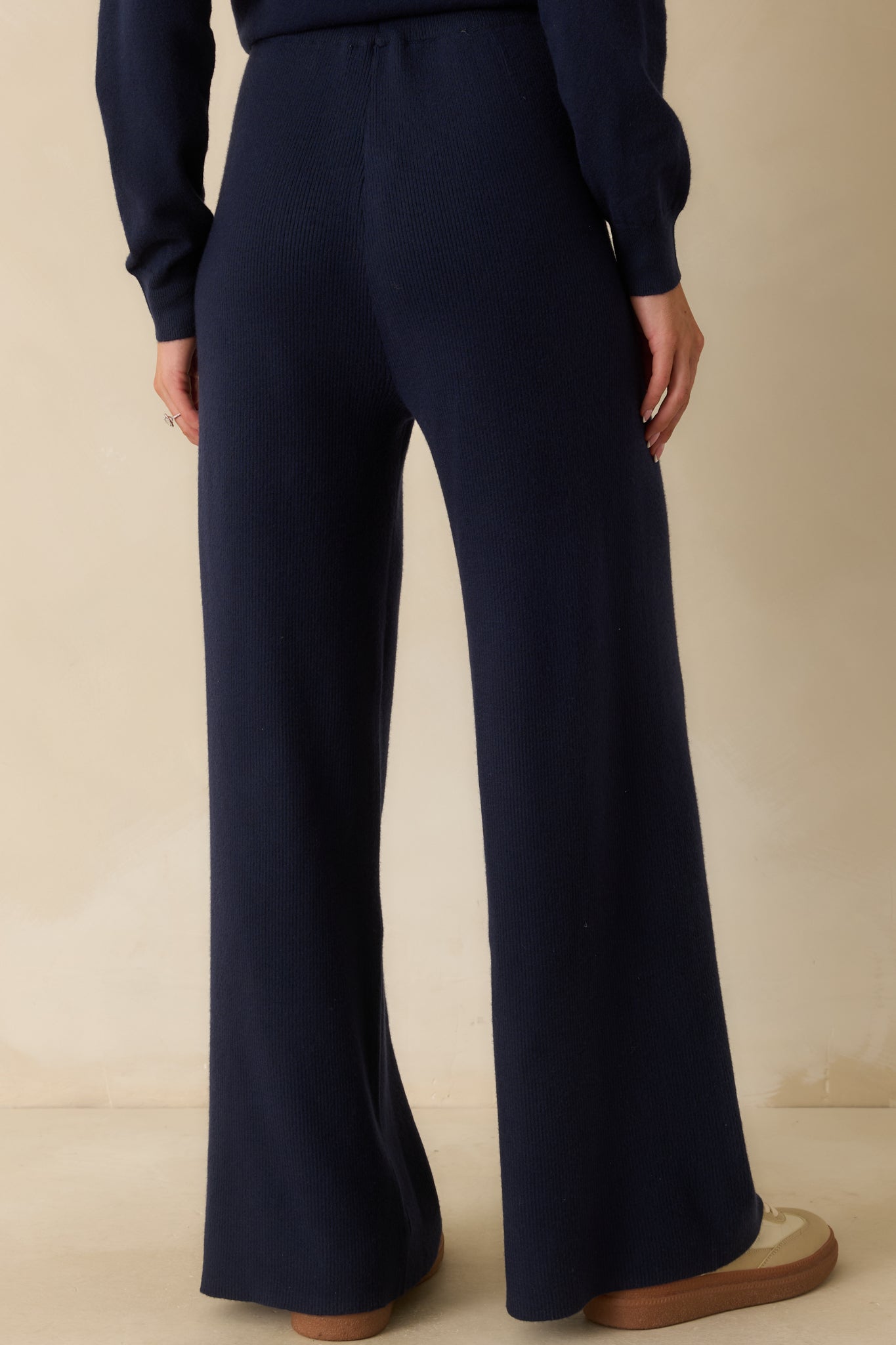 FRNCH Navy Blue Cosse Knit Pants