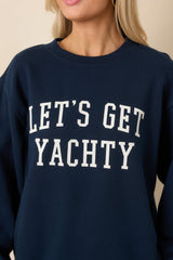 Z Supply Navy Blue Cotton Yachty Boyfriend Sweatshirt
