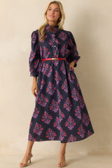 You'll See Soon Enough Navy Multi Floral Cotton Maxi Dress