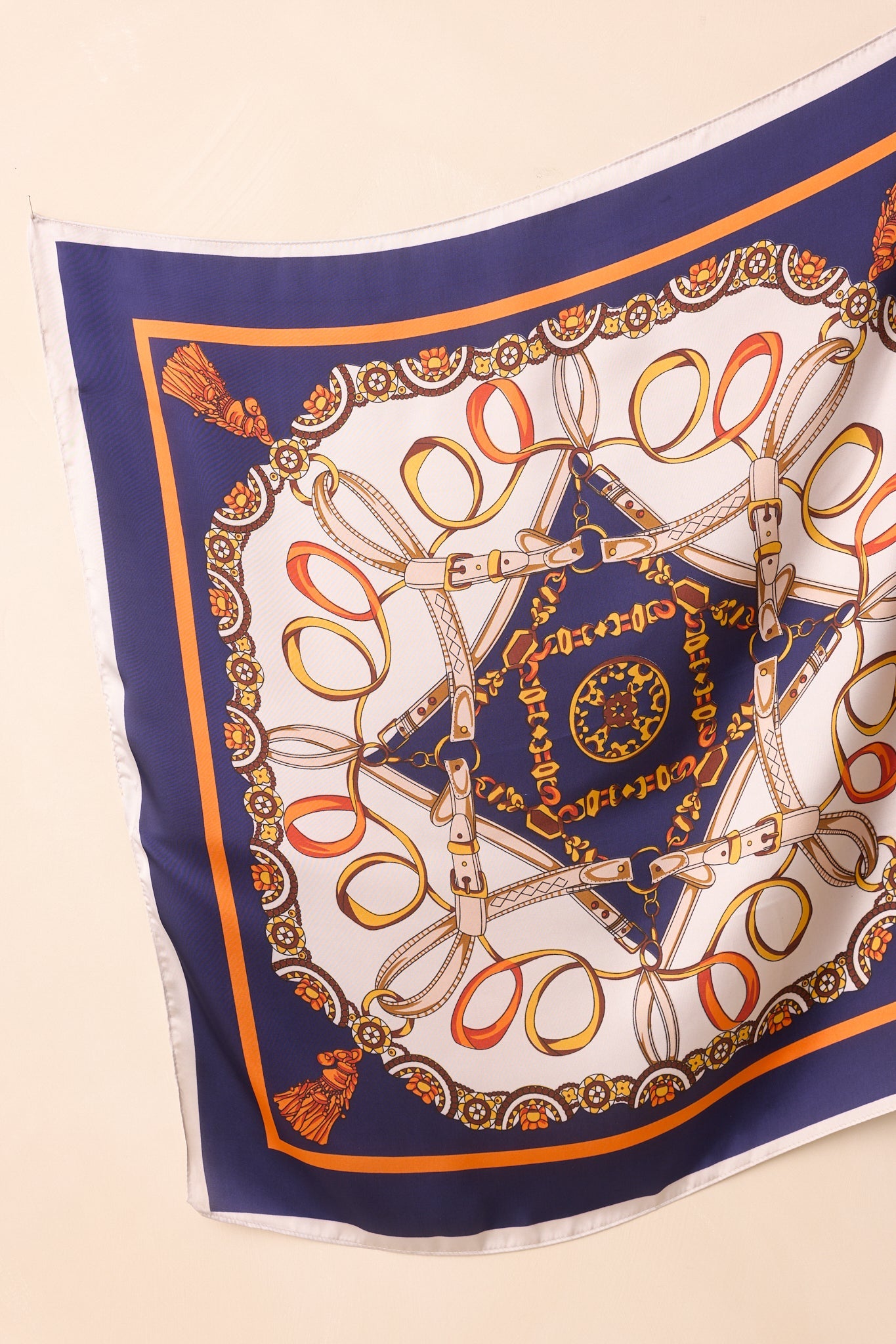 That's How It Goes Navy Multi Equestrian Print Satin Scarf