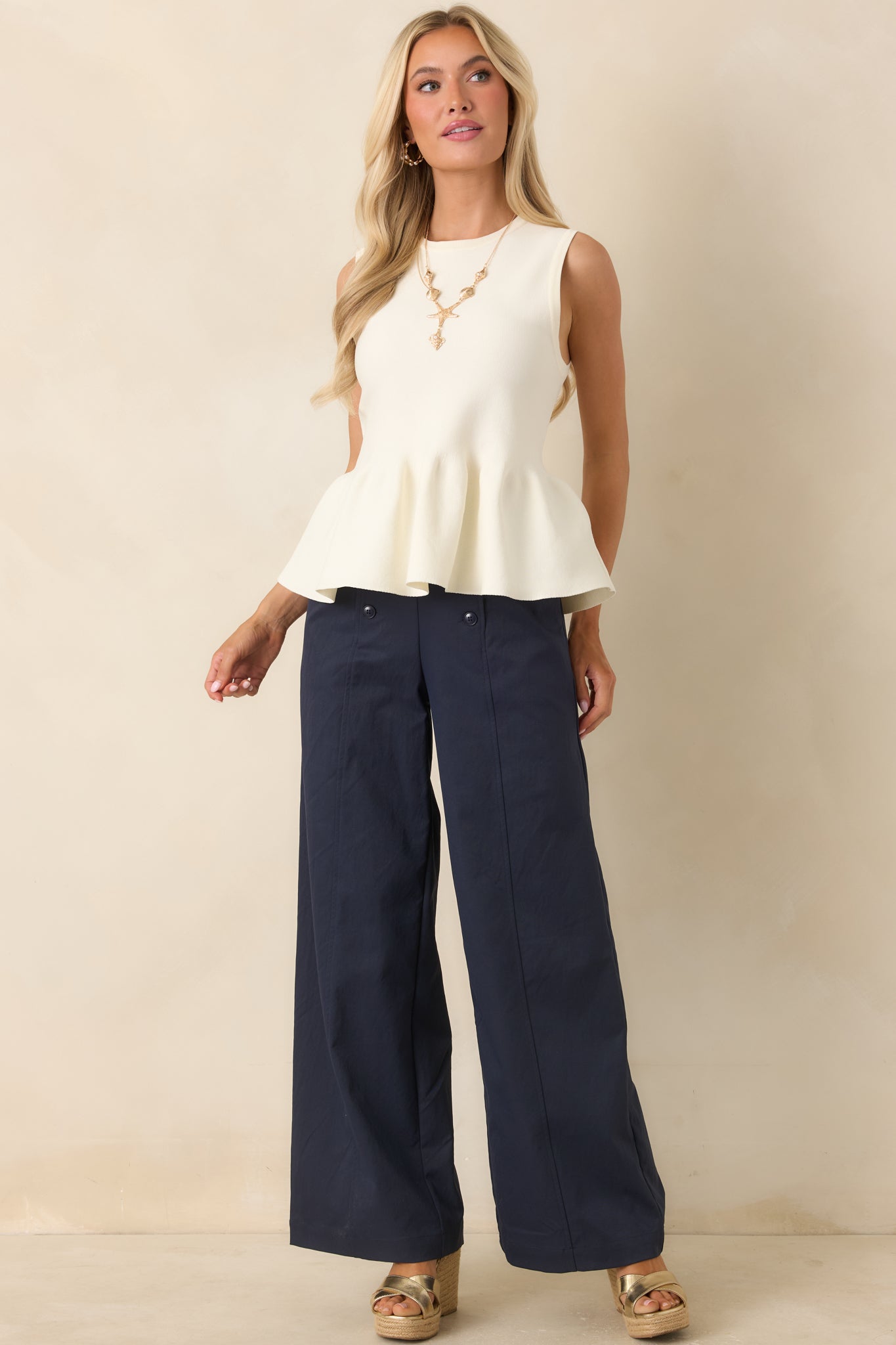 Hit The Mark Navy Wide Leg Pants