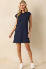 Z Supply Navy Cotton Routine Shift Mini Dress