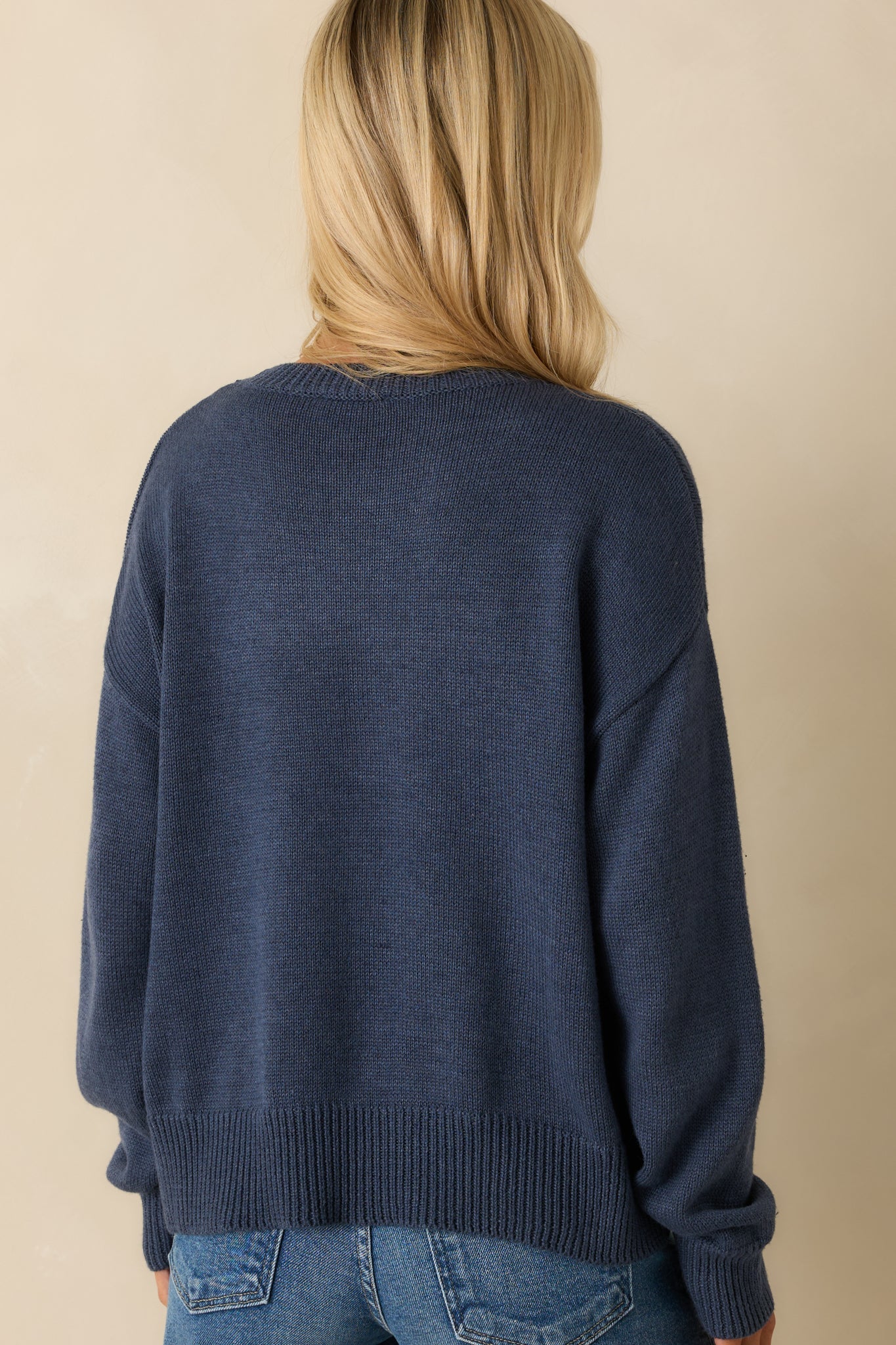 My Lakeside Dreams Navy Knit Cotton Crewneck Sweater