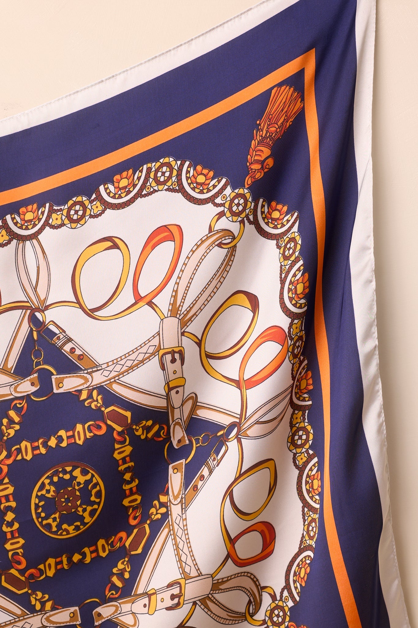 That's How It Goes Navy Multi Equestrian Print Satin Scarf