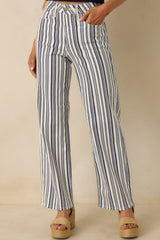 Boardwalk Bound Navy Stripe Cotton Wide Leg Pants