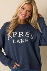 My Lakeside Dreams Navy Knit Cotton Crewneck Sweater