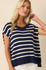 Daring Diva Navy Stripe Oversized Sweater Vest
