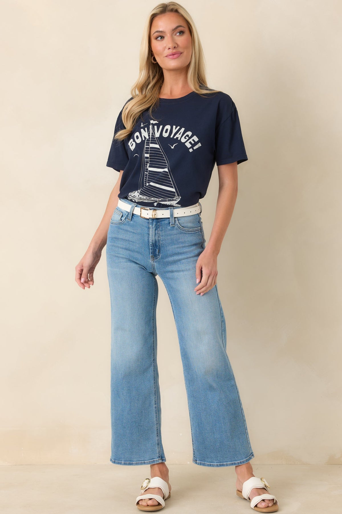 Z Supply Navy Blue Cotton Voyage Boyfriend Tee