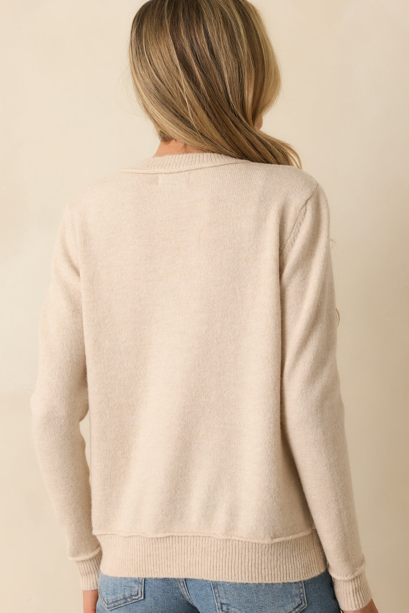 Pure Comfort Oatmeal Beige Long Sleeve Crewneck Sweater