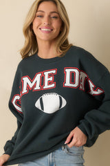 Game Day Vintage Black Cotton Crewneck Sweatshirt