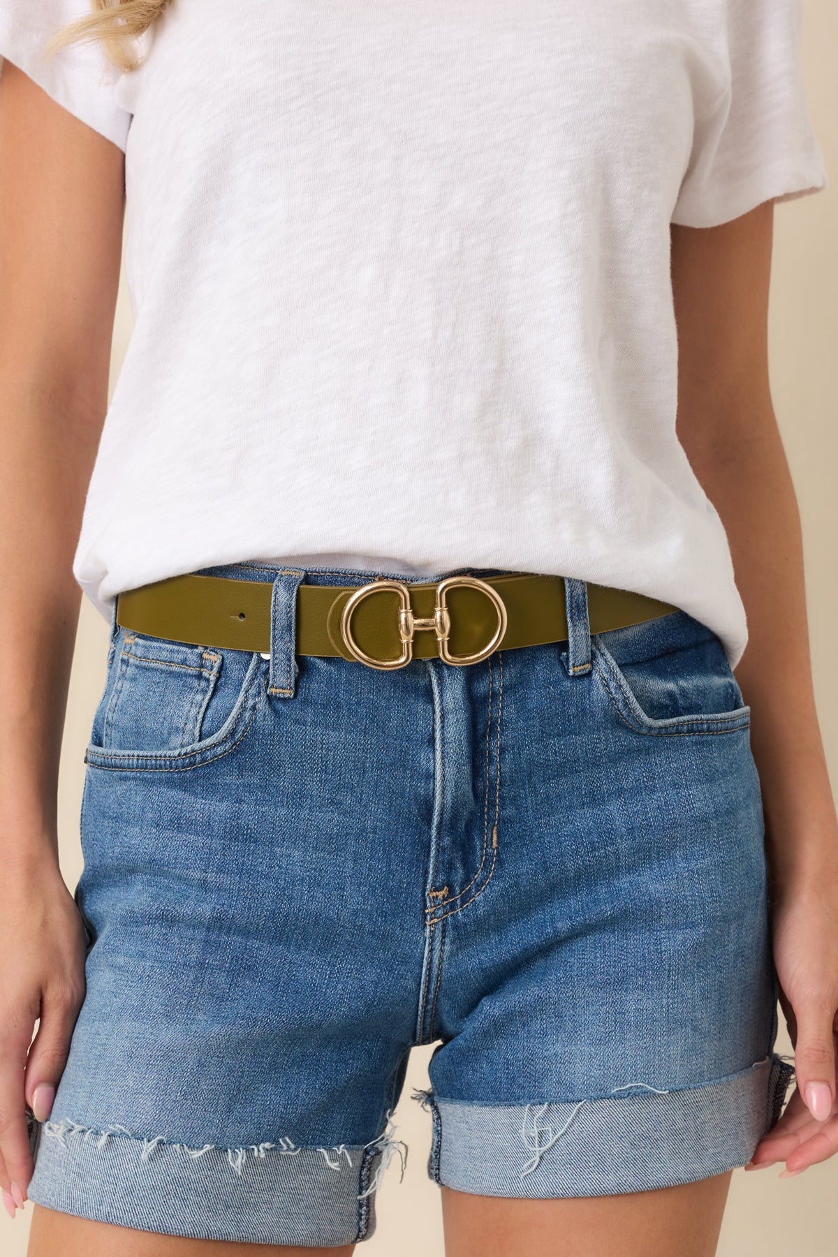Catch My Drift Olive Green Faux Leather Belt