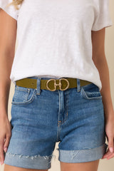 Catch My Drift Olive Green Faux Leather Belt