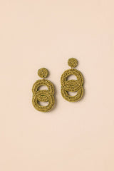 In The Blink Of An Eye Olive Green Beaded Drop Earrings