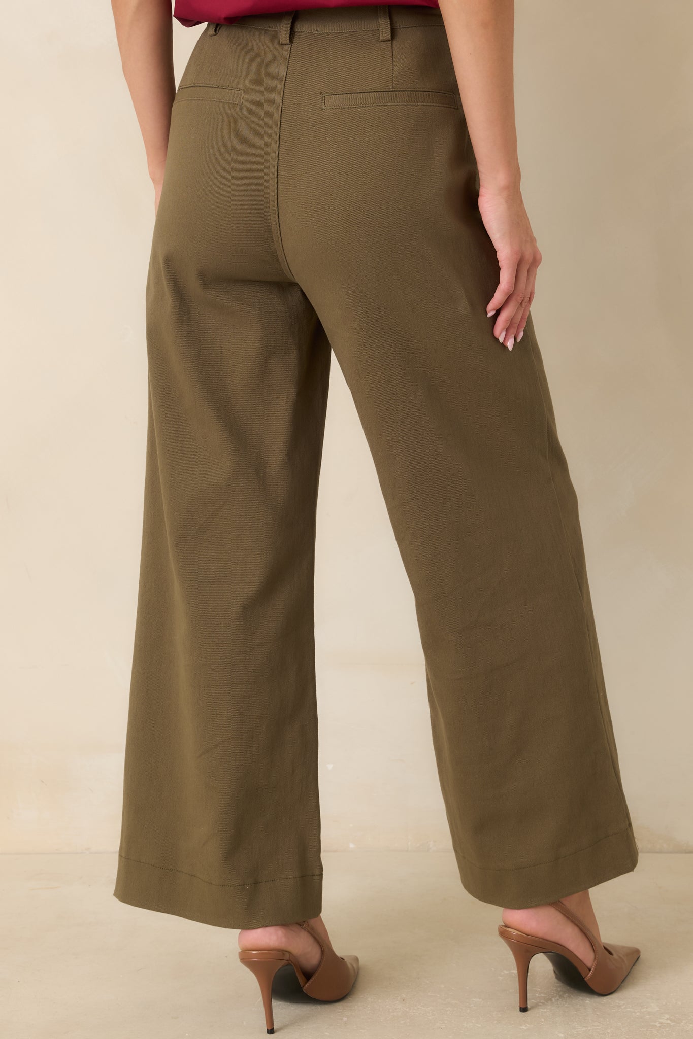 Memories Made Olive Green Cotton Wide Leg Pants