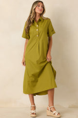 Read the Signs Olive Short Sleeve Maxi Dress
