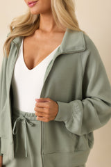 Running Errands Sage Green Zip Up Jacket
