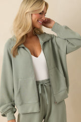 Running Errands Sage Green Zip Up Jacket