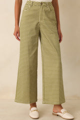 Weekends in the Countryside Olive Gingham Wide Leg Pants