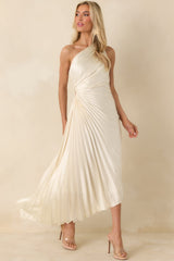 Poetic Charm Light Ivory Asymmetric One Shoulder Maxi Dress