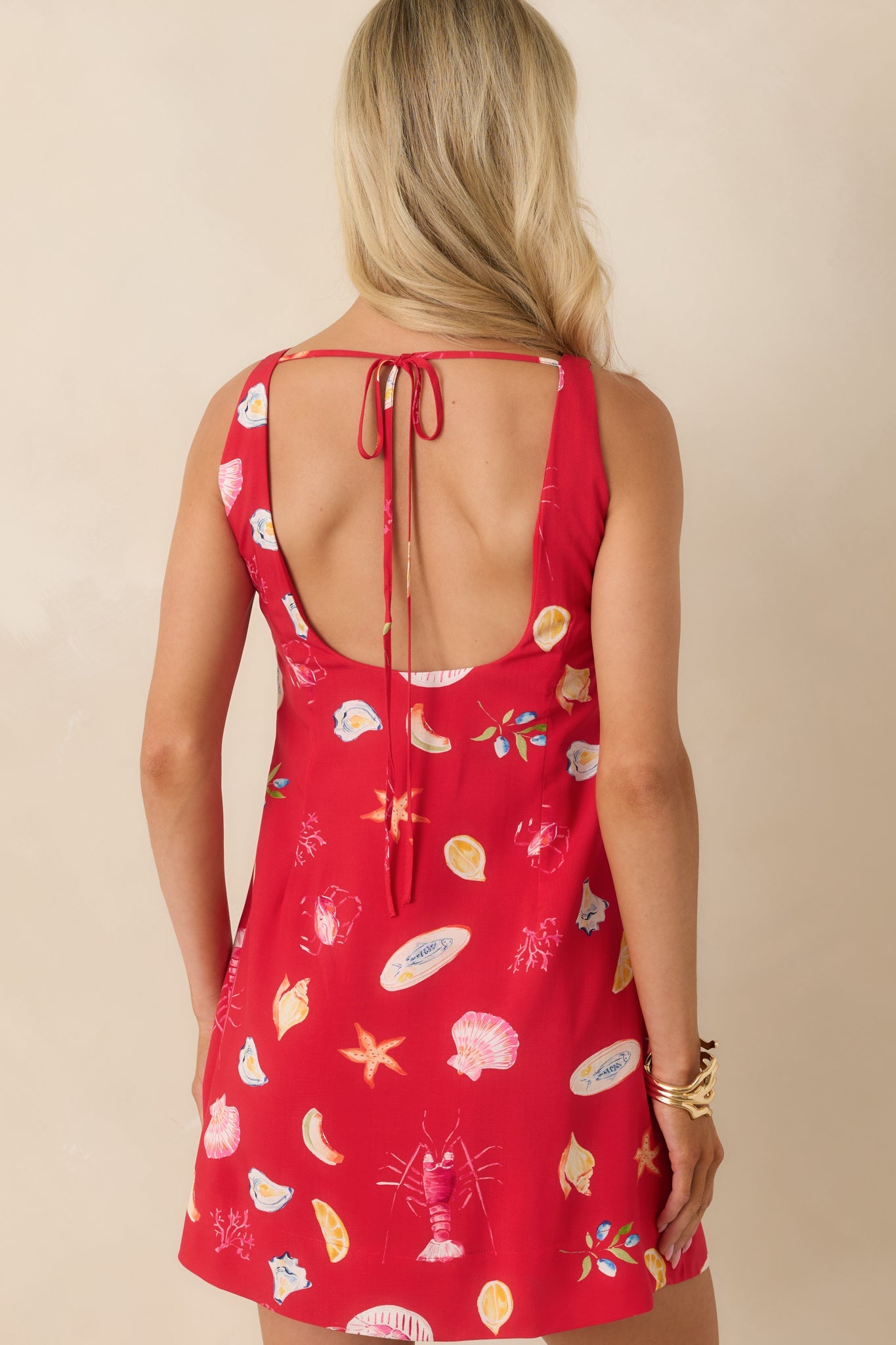 MINKPINK Sirena Red Multi Coastal Print Mini Dress