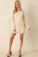 Sheer Bliss Floral Ivory Open Knit Mini Dress