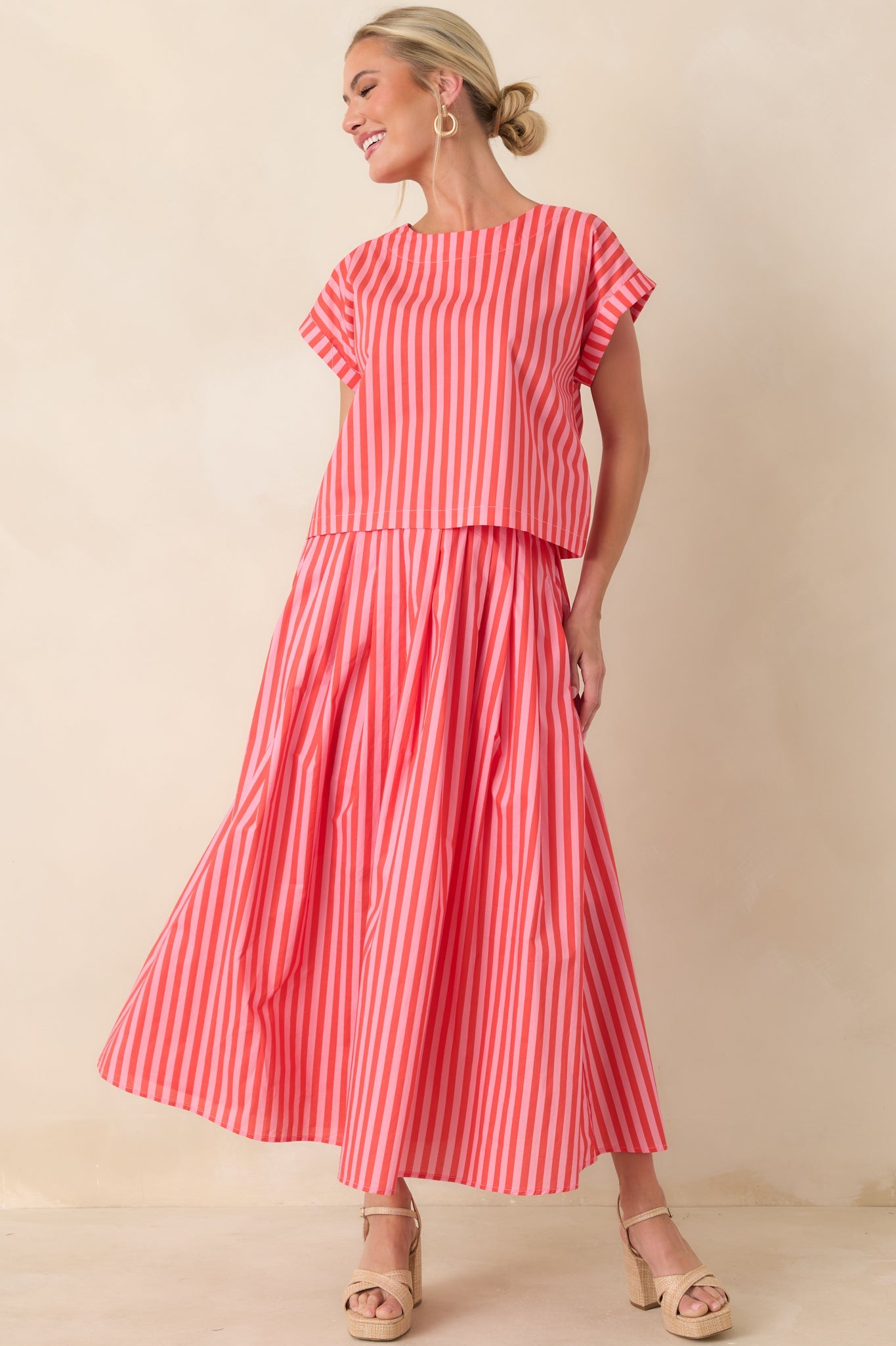 Making Moves Orange & Pink Stripe Boxy Cotton Top