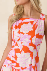 Worth Showing Off Orange & Orchid Pink Floral Tie Back Maxi Dress