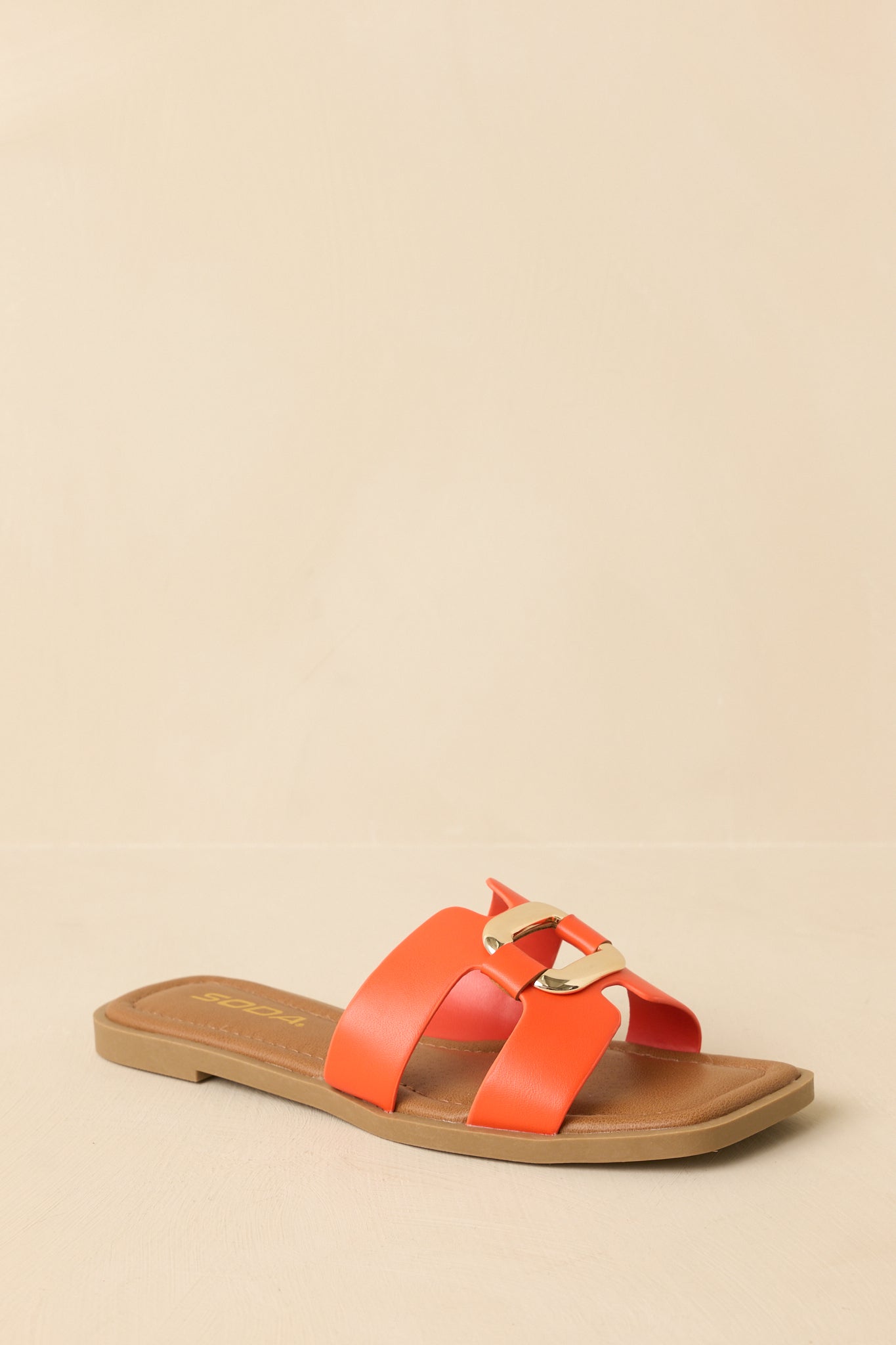 Time After Time Orange Faux Leather Sandals