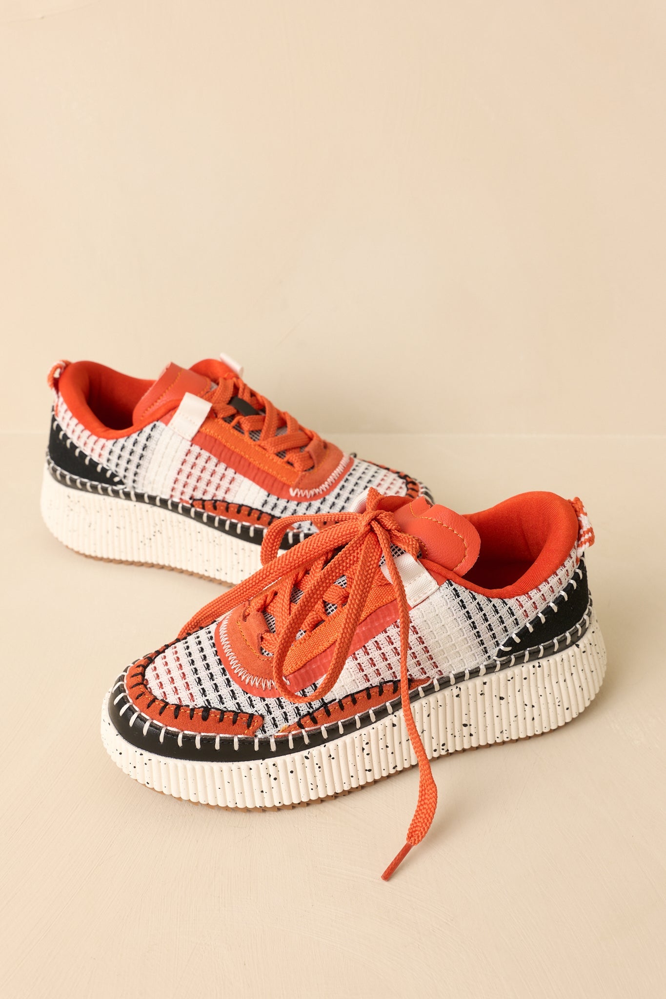 Dig In Your Heels Orange Multi Platform Sneakers