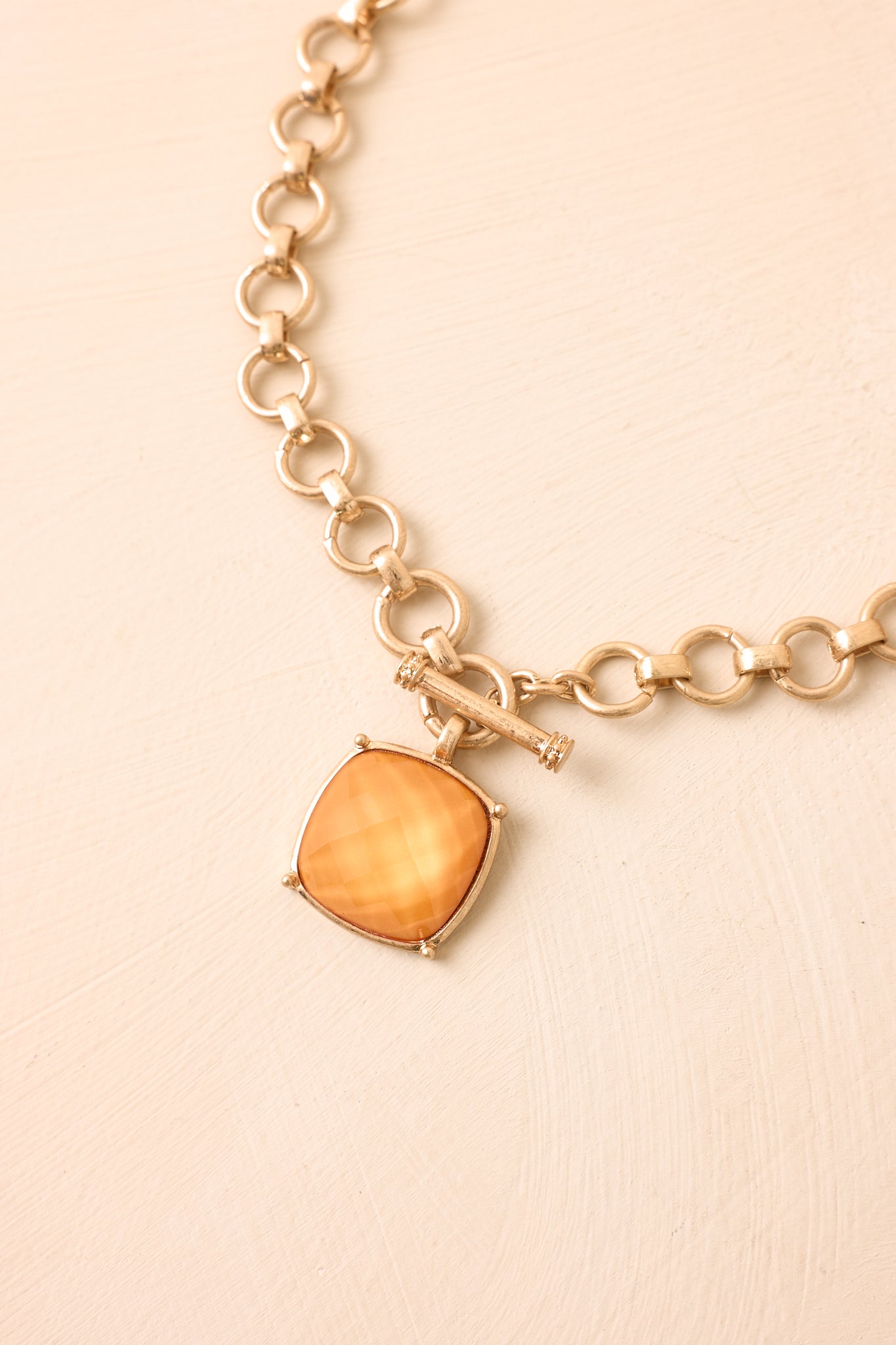 The Way It Is Gold & Light Orange Pendant Necklace