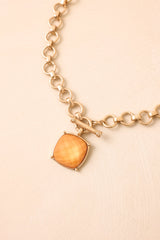 The Way It Is Gold & Light Orange Pendant Necklace