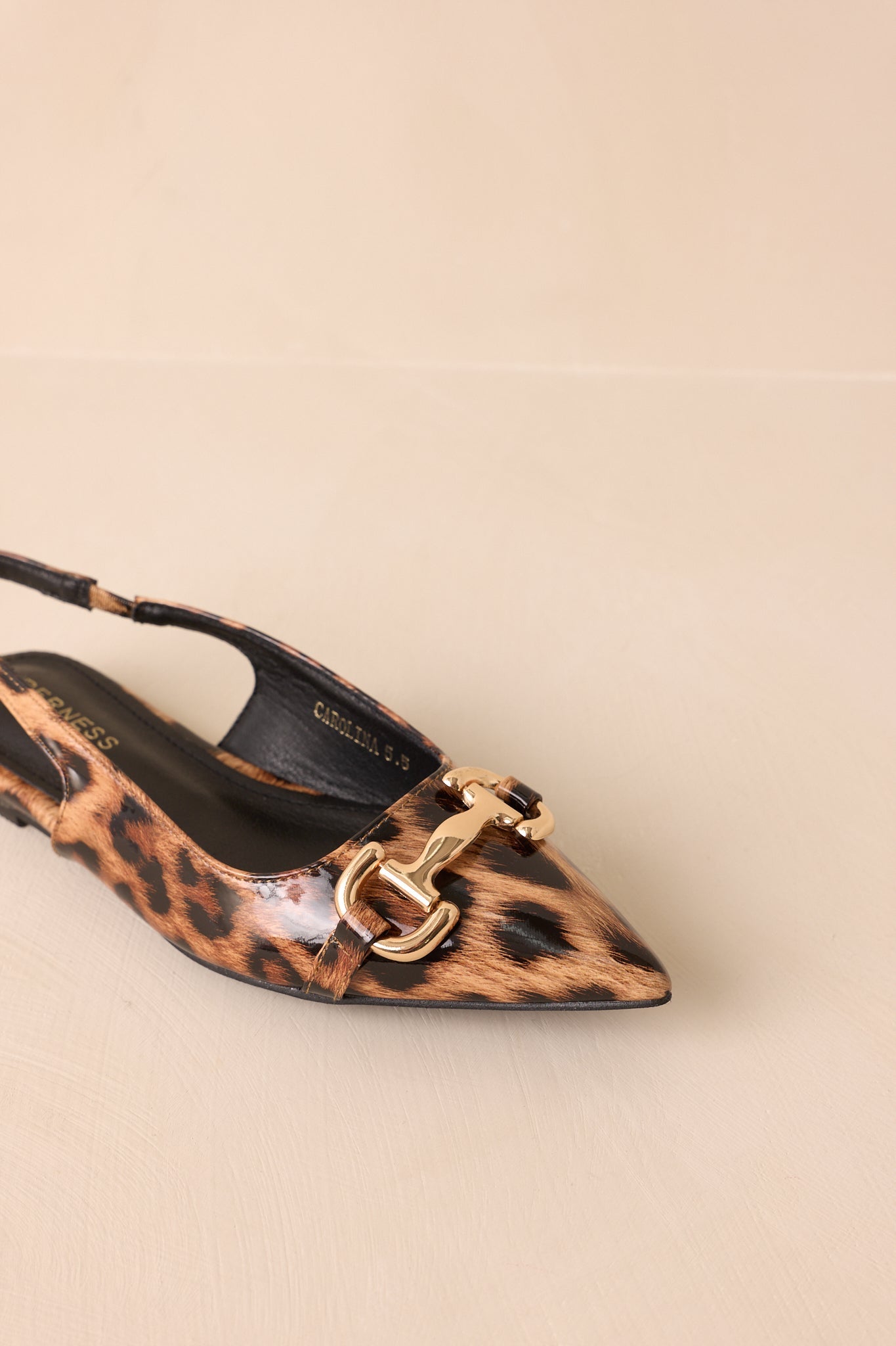 As It Stands Leopard Print Patent Pointed Toe Slingback Flats