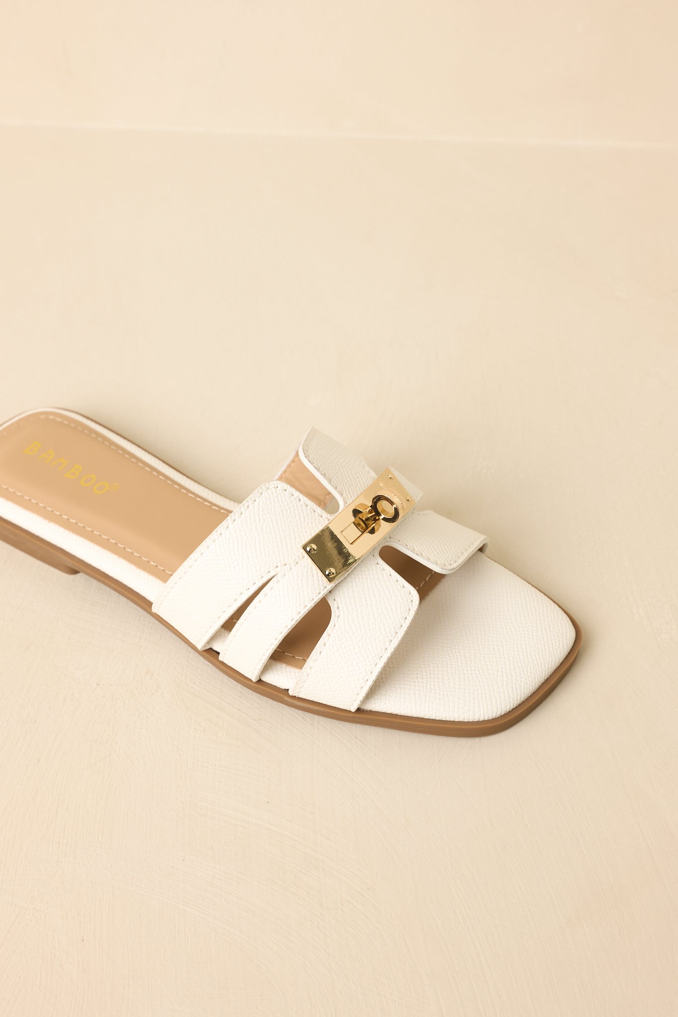 Coastline Classic White Faux Leather Slide Sandals