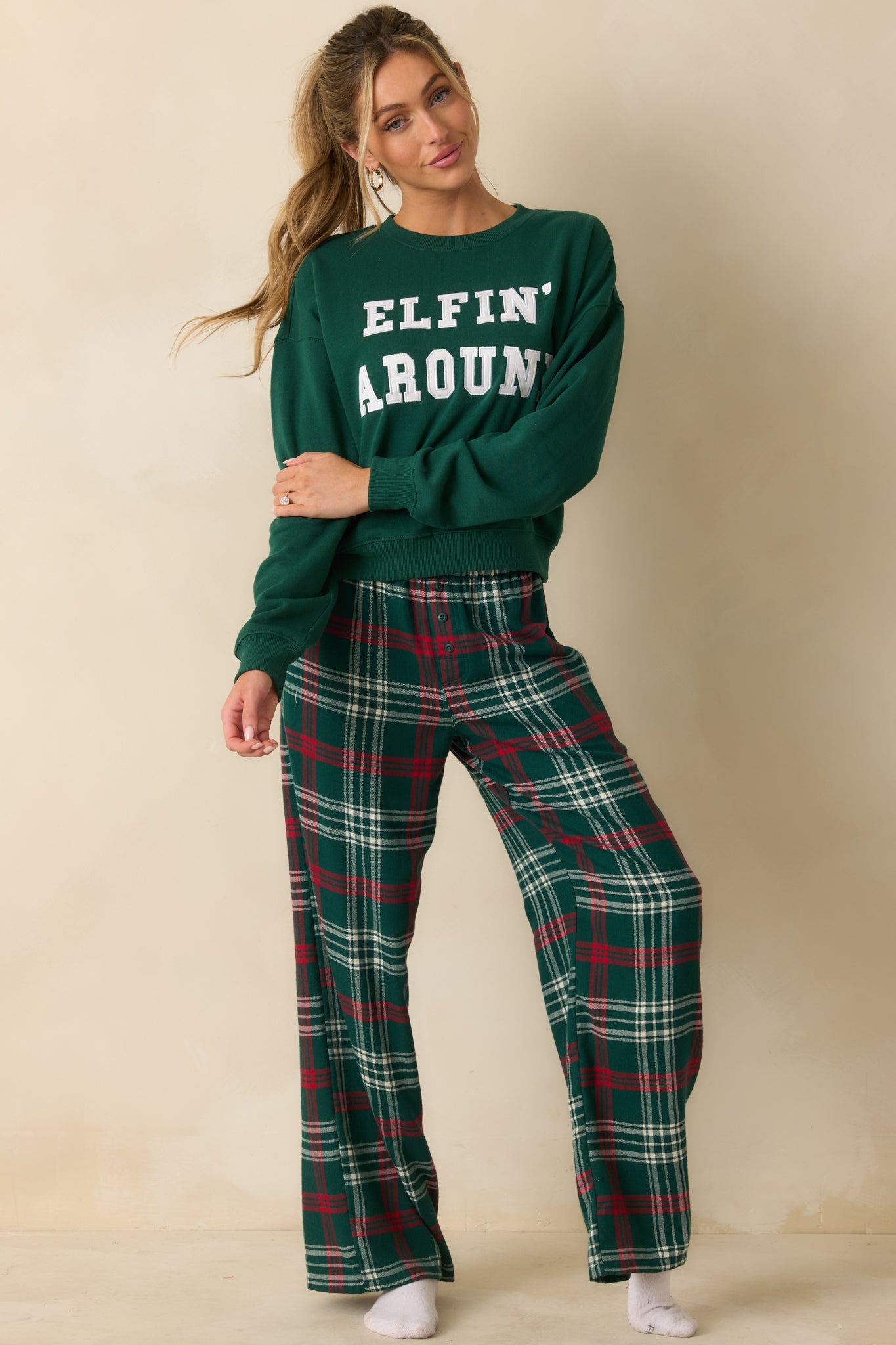 Z Supply Mistletoe Green Festive Holiday Sweatshirt