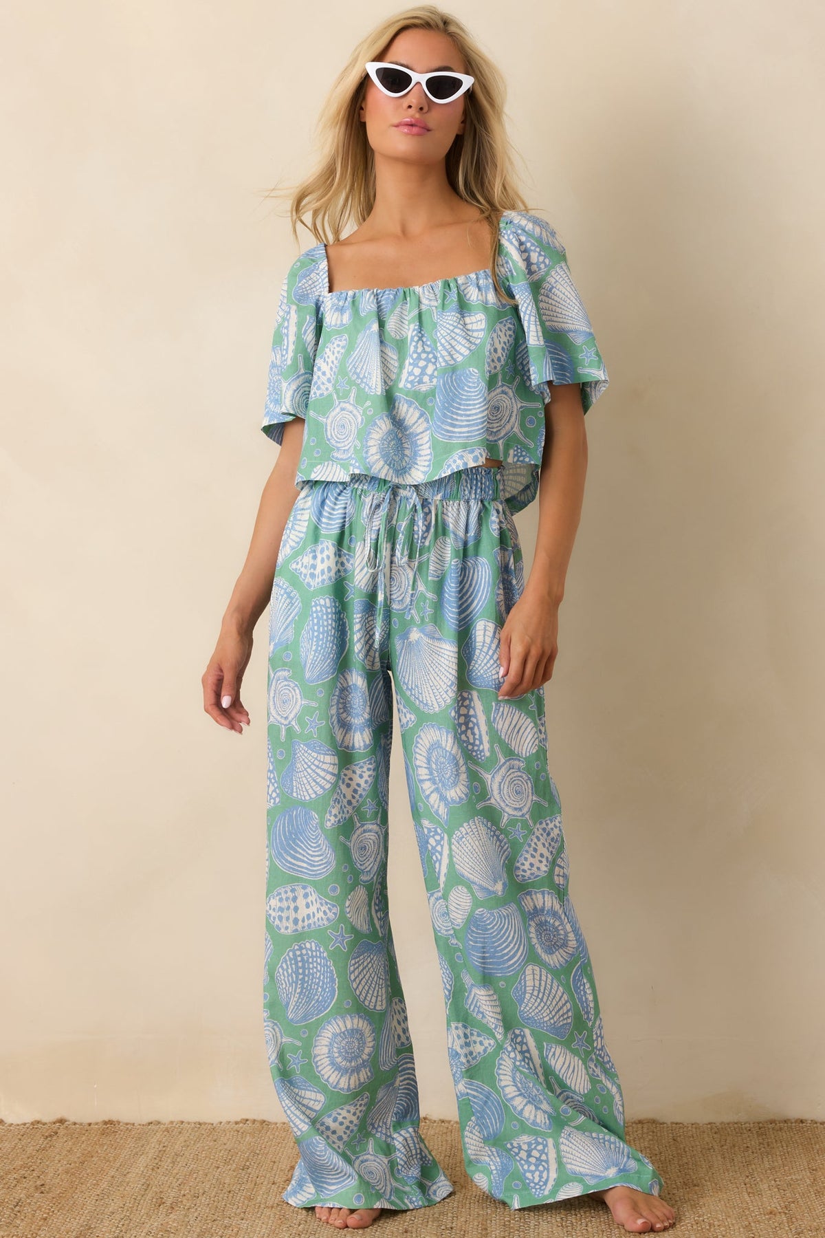 Paradisa Caladesi Oceana Blue Multi Flowy Crop Top