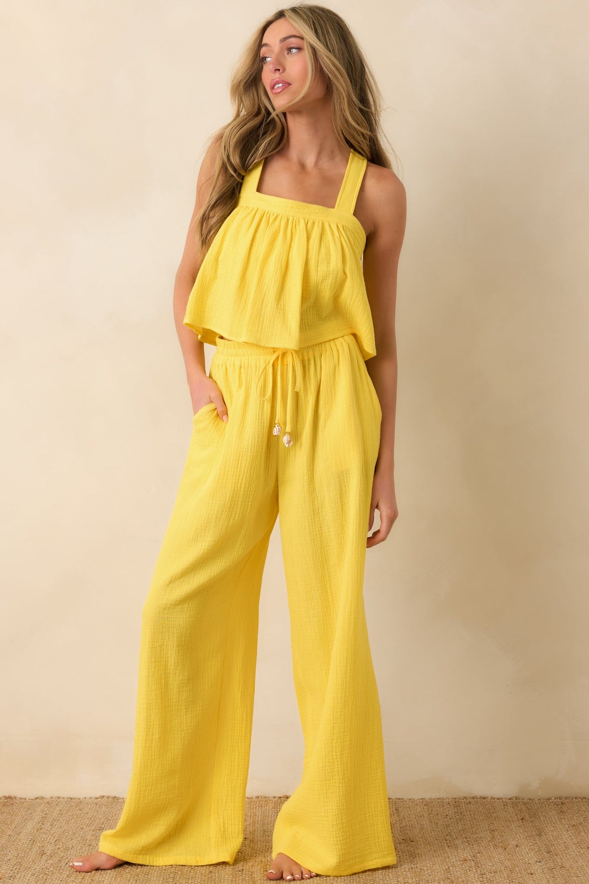 Paradisa Calor Yellow Cotton Swing Tank Top