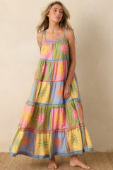 Paradisa Kiawah Multi Cotton Voile Sun Print Maxi Dress
