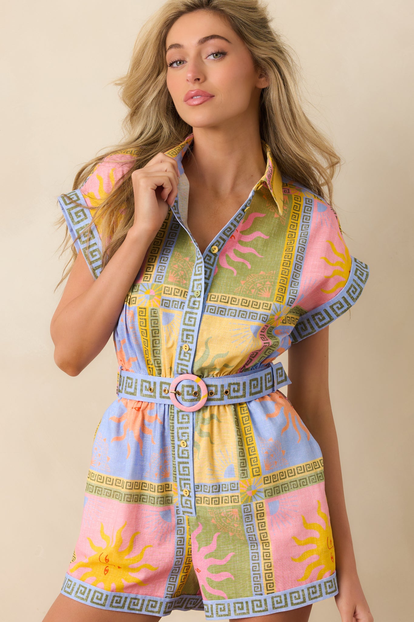 Paradisa Rio Multi Linen Blend Sun Print Romper