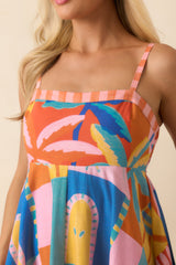 Paradisa Atlantis Multi Tropical Mosaic Linen Blend Maxi Dress