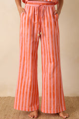 Paradisa Gulf Coast Pink & Orange Stripe Linen Blend Pants