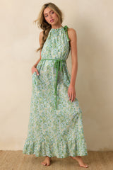Paradisa Santa Rosa Seaglass Green Cotton Maxi Dress