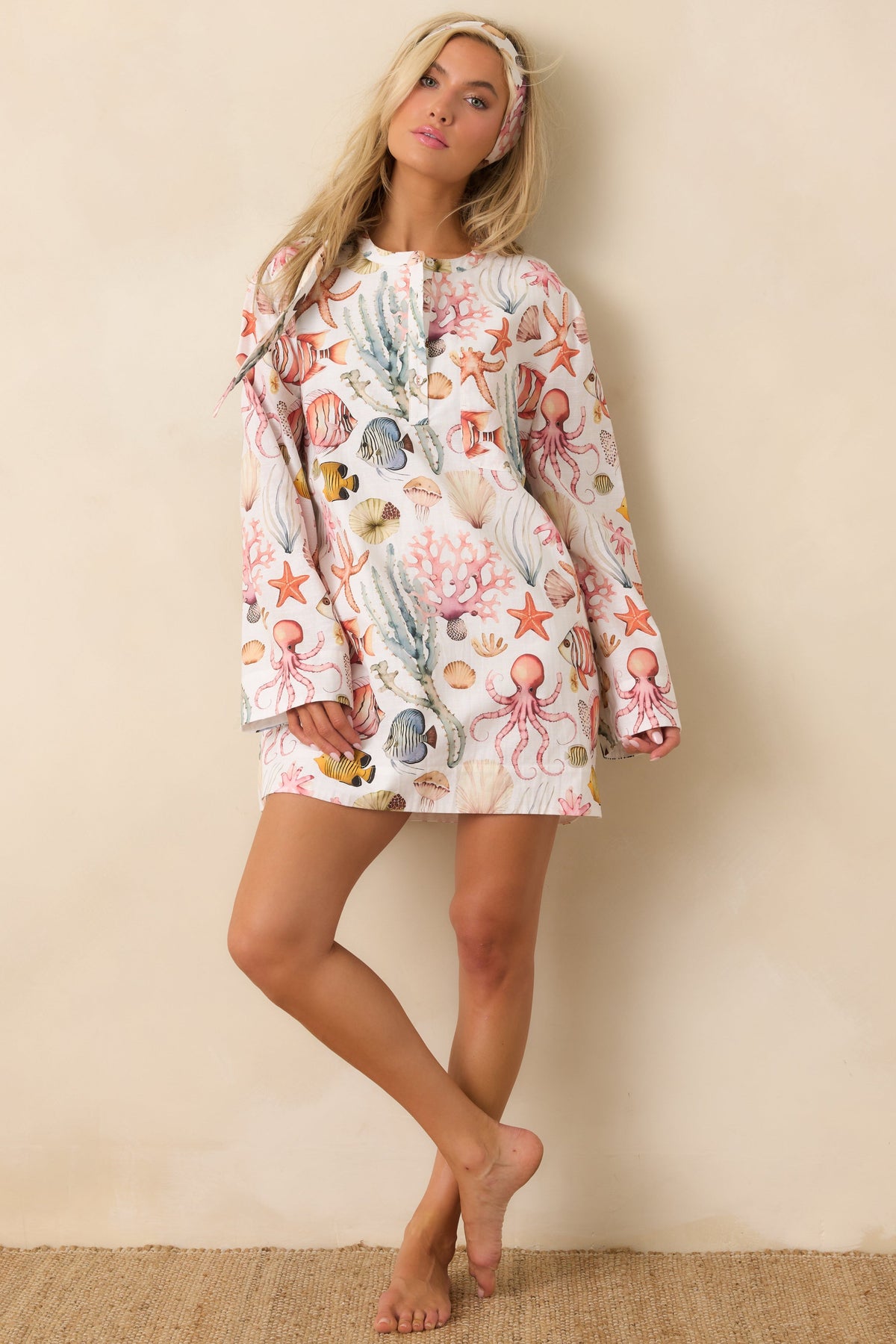 Paradisa Biscayne Bay Multi Cotton Linen Mini Dress