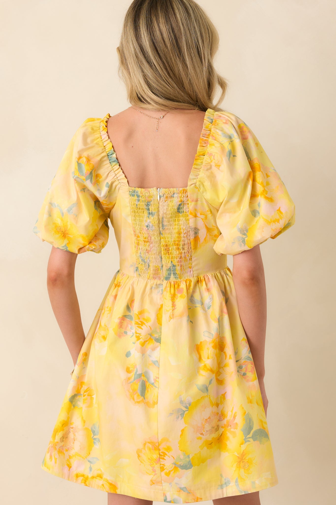 Prosperina Eloise Butter Yellow Multi Floral Cotton Mini Dress