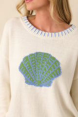 Paradisa Shell Island White Knit Sweater