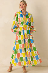 Prosperina Naomi Multi Floral Patchwork Linen Blend Maxi Dress