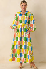 Prosperina Naomi Multi Floral Patchwork Linen Blend Maxi Dress