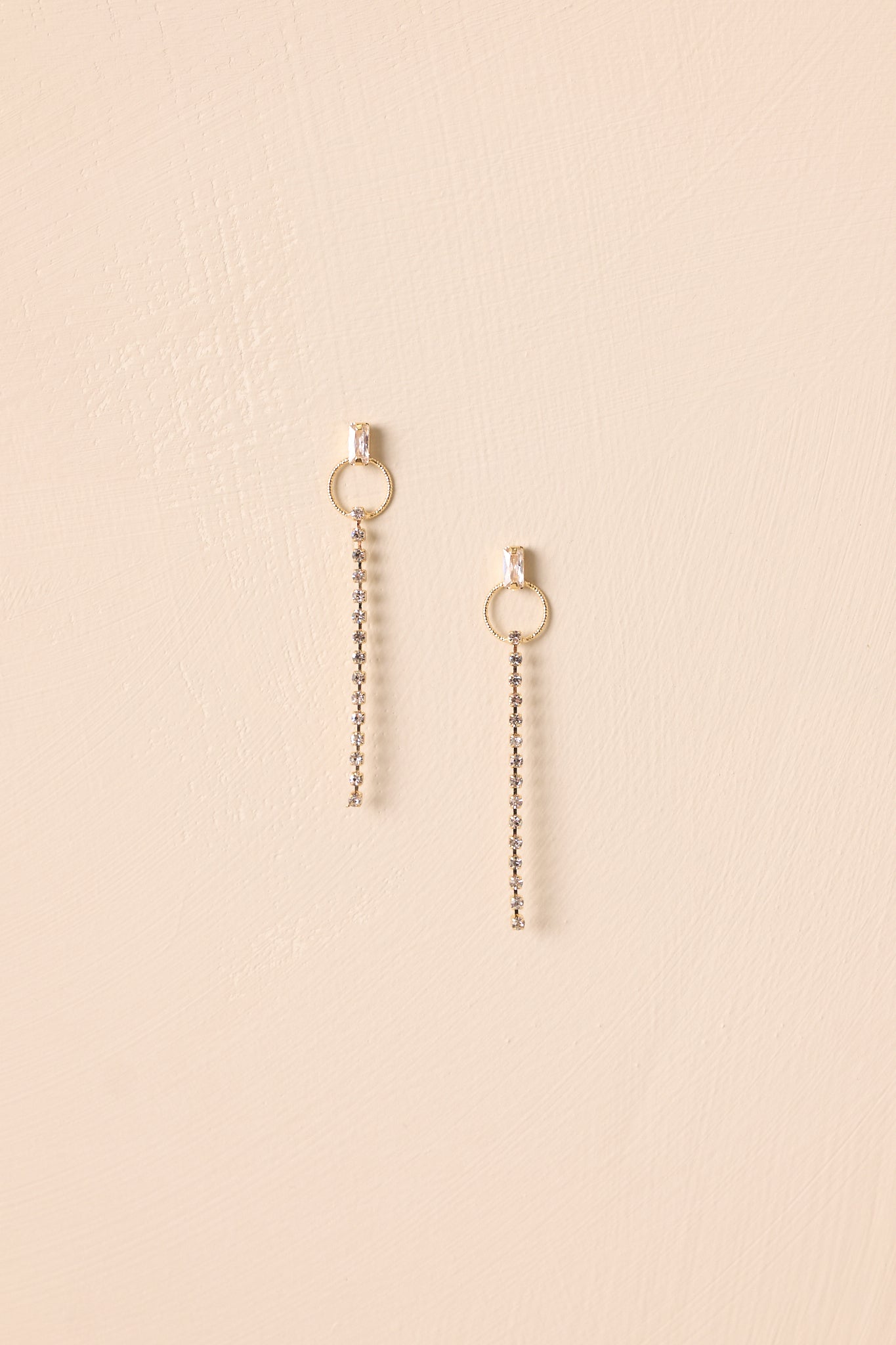 The Choice Is Clear Gold Rhinestone Chain Drop Earrings