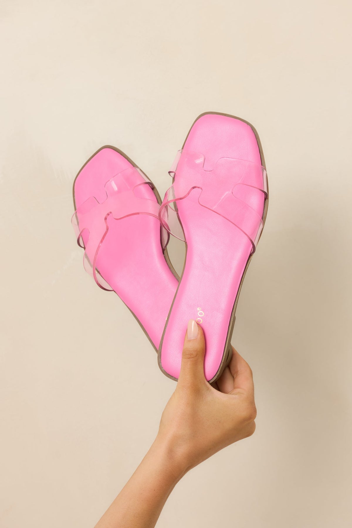 Clear the Way Pink Transparent Strap Slide Sandals